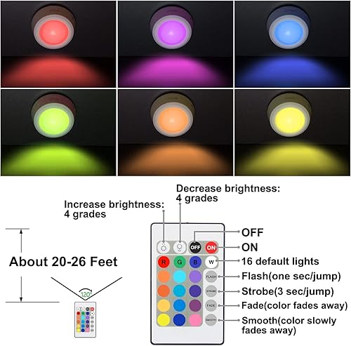Miniatura 3 de BIGLIGHT Luces de armario a pilas con RGB, luz de grifo inalámbrica, luces LED de disco, cambio de color con control remoto, luces de nivel de voz