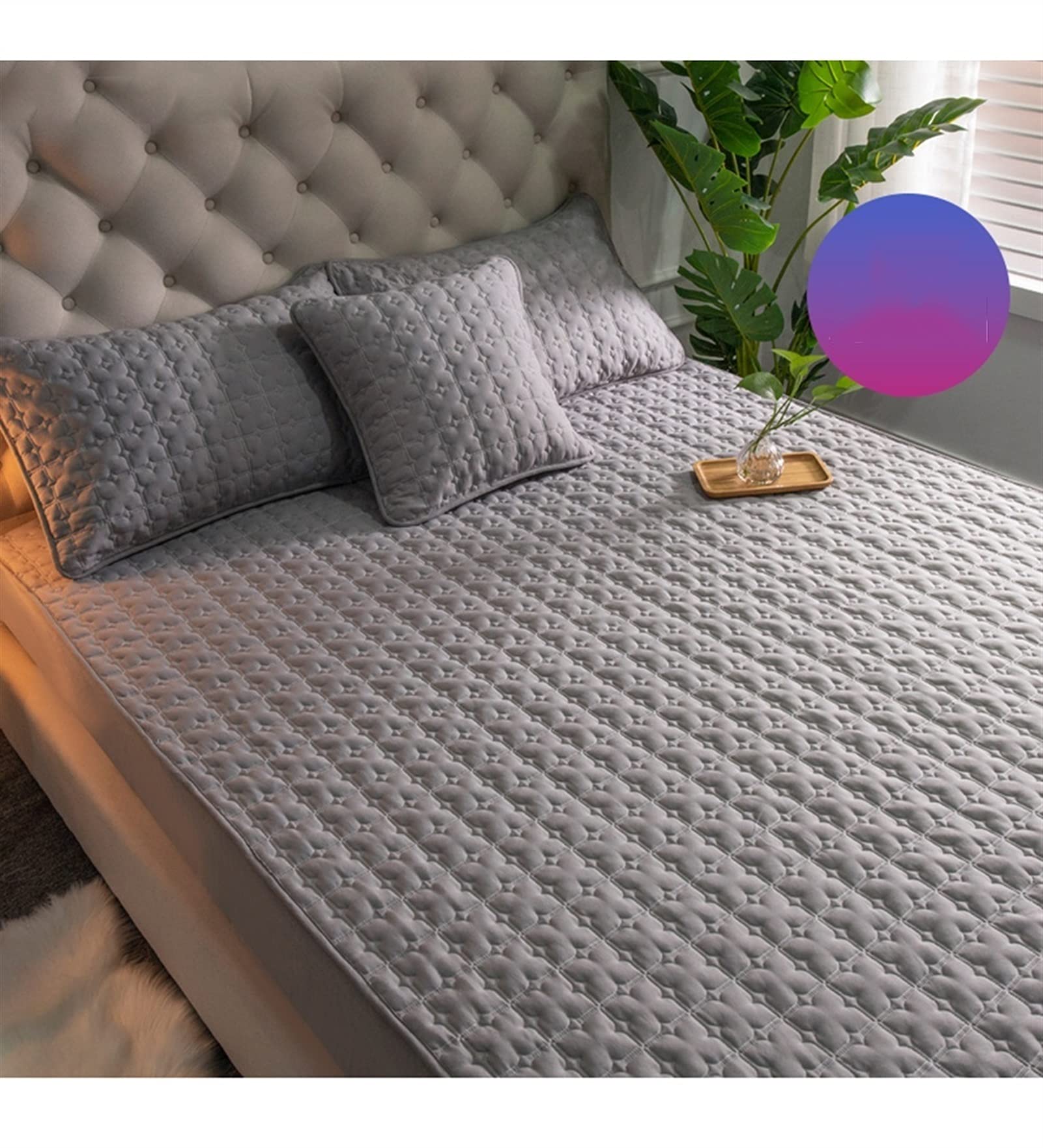 Tagesdecken Blätter Grau Gewaschener Baumwollstoff Tagesdecke Matratzenbezug (Größe : 90x200cm/high 16-25cm)