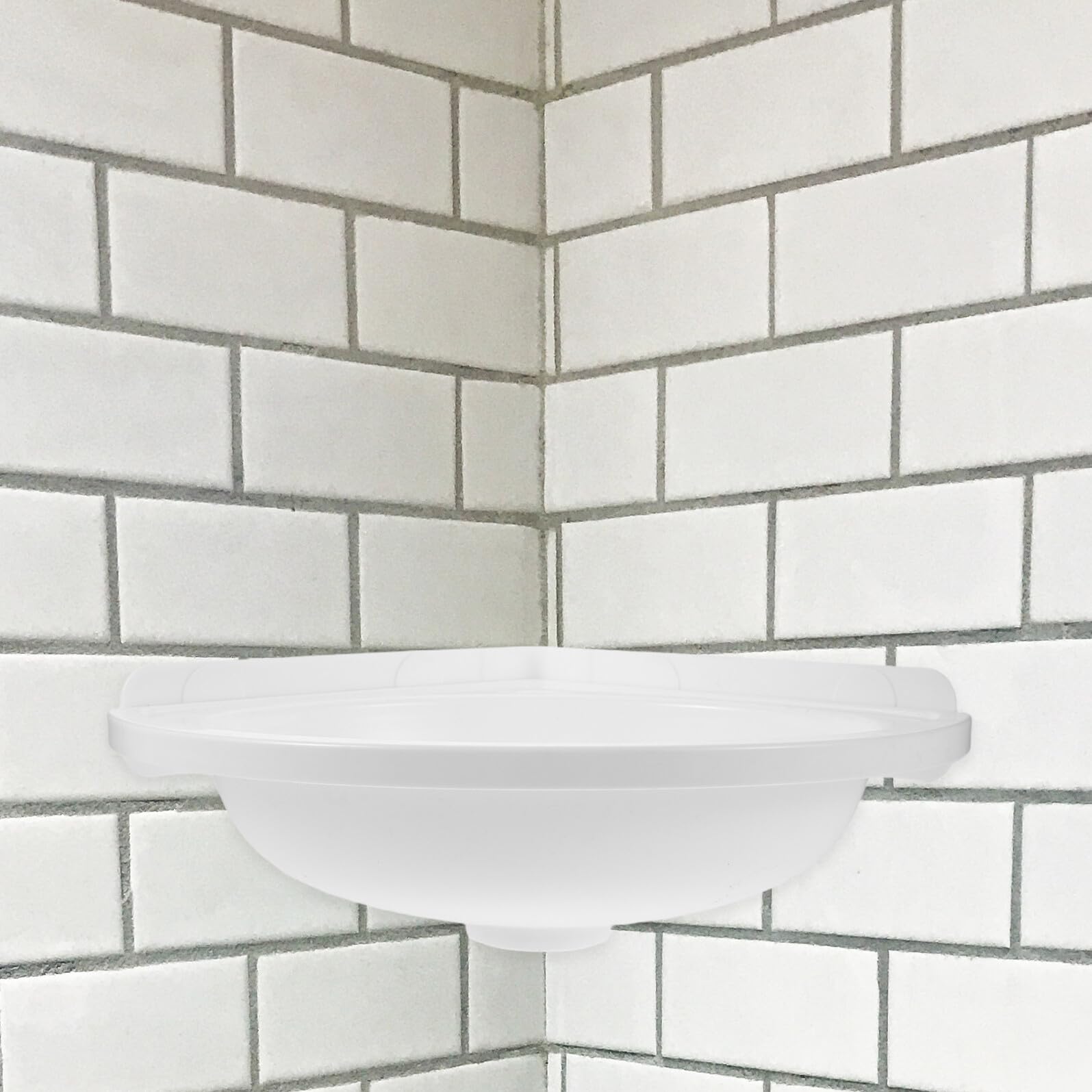 DOITOOL Lavandino Angolare Bianco in Plastica Leggero e Moderno, Lavabo da Bagno Sospeso a Parete con Forma Triangolare per Balconi e Spazi Piccoli