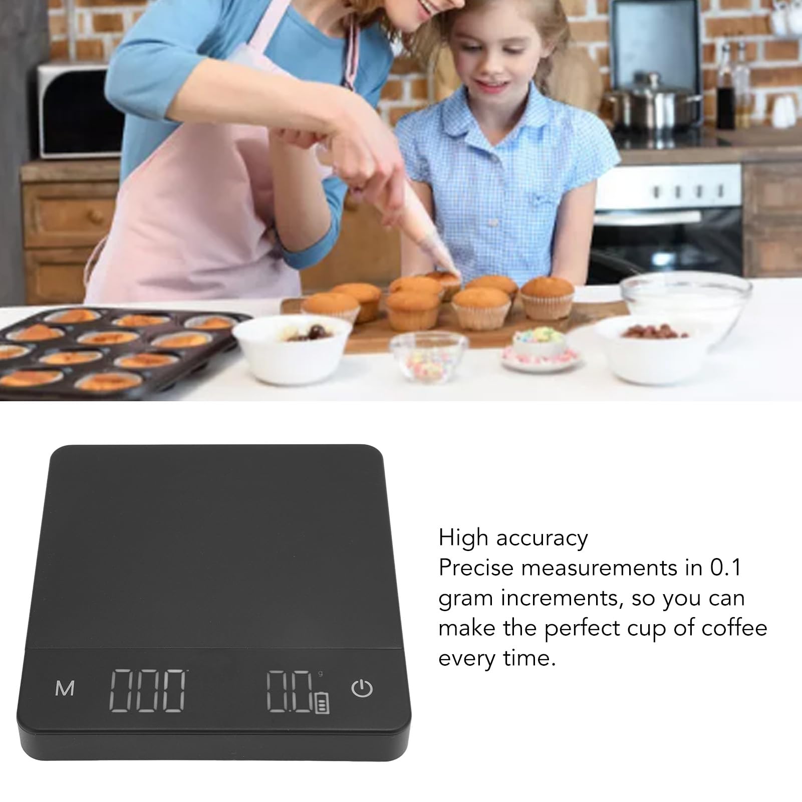 Mini balance à café rechargeable avec minuterie, balance à expresso, balance précise de 0,1 g pour expresso et verser sur le café, balance de cuisine numérique portable ﻿ (5 kg/0,1 g)
