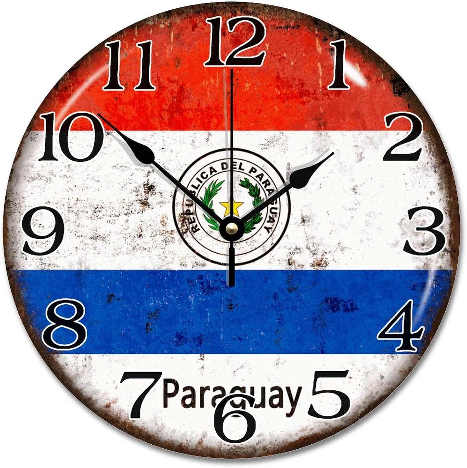 Philippines National Flag Wall Clock Philippines 12 Inch Wooden Wall Clocks Battery Operated Silent Wall Hanging Art Rustic Home Decor for Living Room Kitchen Bedroom Bathroom