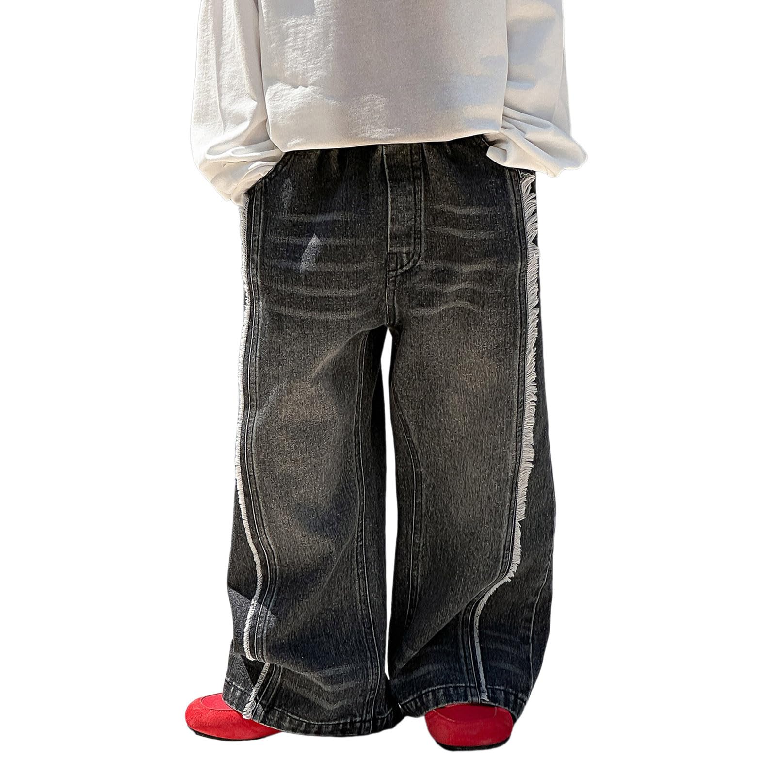 Genérico Pantalones Baggy Niño Pantalones Vaqueros de Invierno Cómodos y Elegantes para Niños con Cintura Elástica y Diseño Holgado