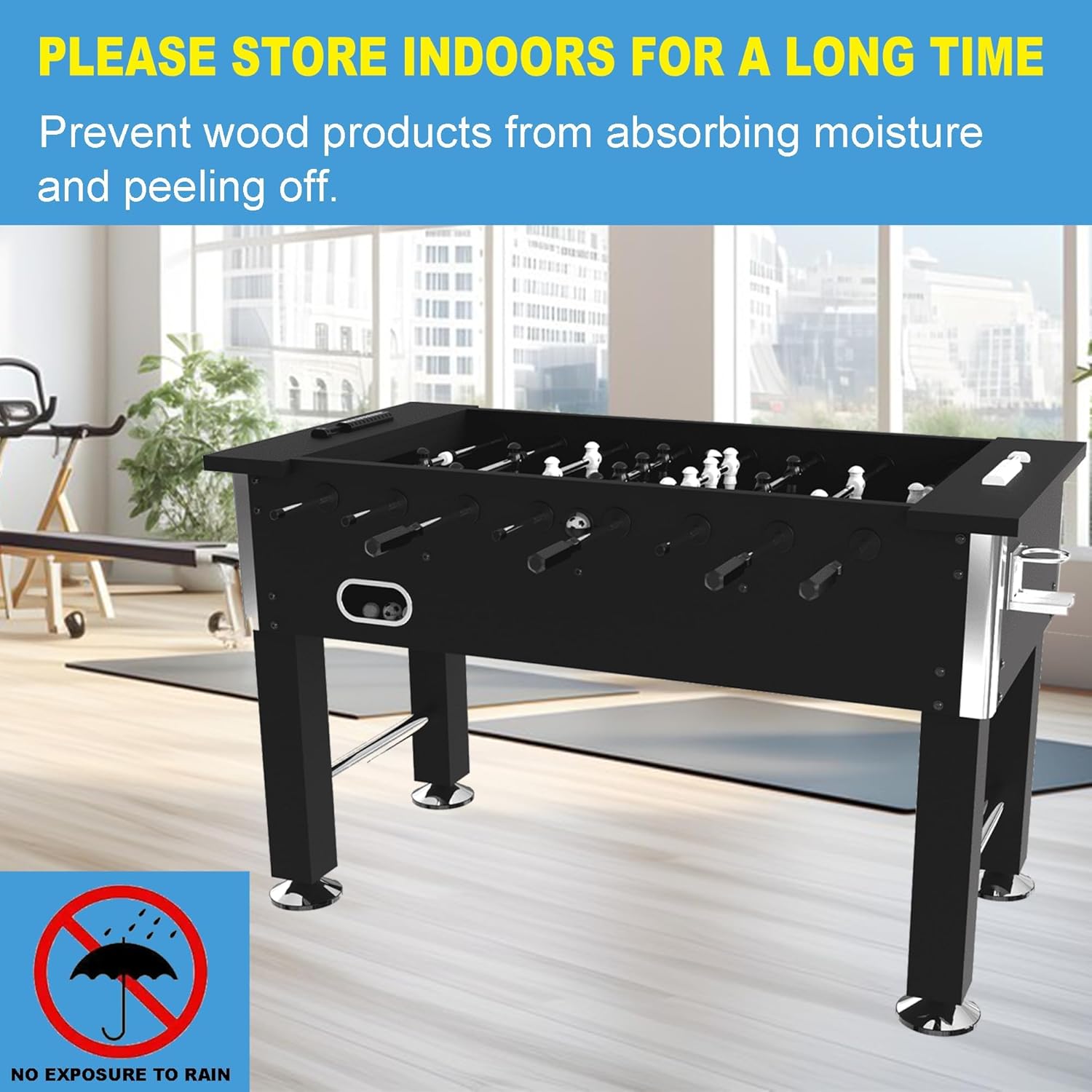 Large 55in Full-Size Foosball Table with 9 Balls, 2 Cup Holders, Heavy Duty Foosball Table Adult Size for Adults and Children, Sports Arcade Soccer Game for Home, Office, and Game Room Fun