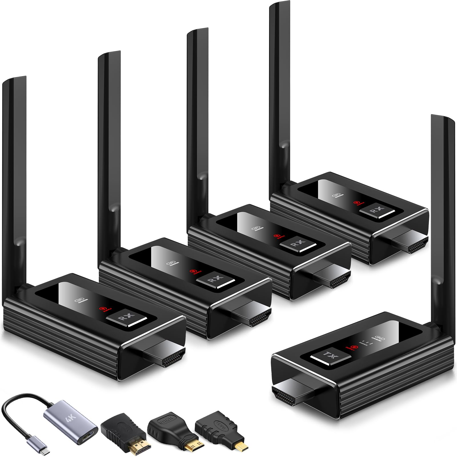 2026 Upgraded Wireless HDMI Transmitter and 4 receivers,Multi-TV Extender,5.8G/ 2.4G,165FT/50M,Plug and Play,HDMI Wireless Splitter transfers of Videos from Laptops/Camera to Multiple TVs/Monitors-image-29