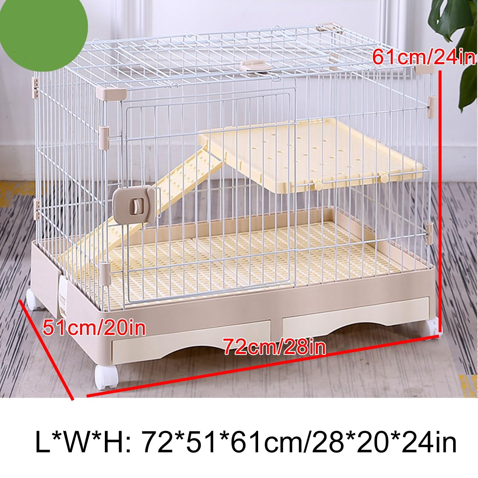 Jaula para conejos de interior – Jaula de 2 niveles con tapa abierta para animales pequeños con ruedas para cobayas, hurones, chinchillas, gatitos