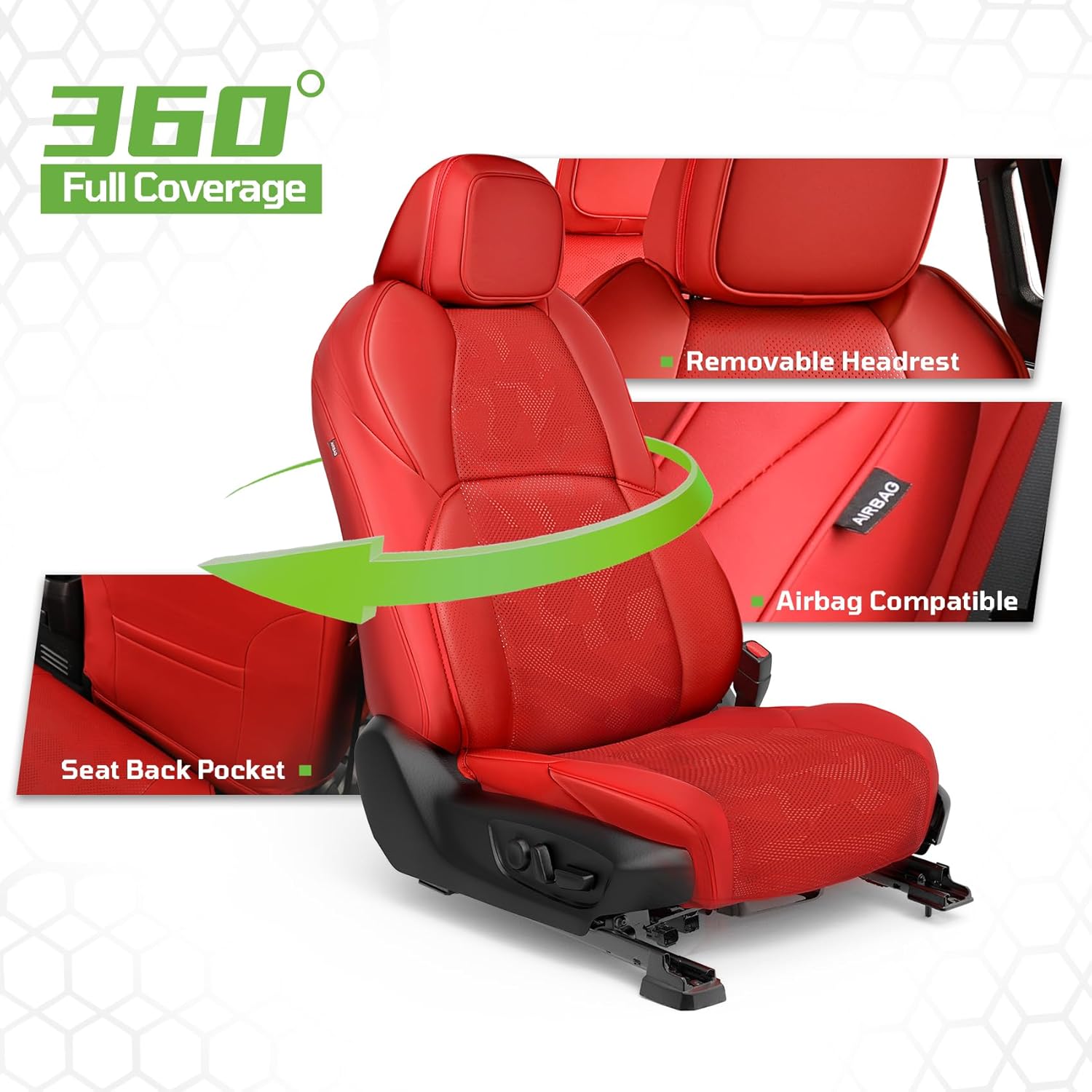 Fit for Tacoma 2024-2026 Car Seat Covers,Custom Car Seat Covers Full Set-5 Seat Car Seat Protector,Waterproof Comfortable Luxury Leather Seat Covers-Full Coverage Automotive Seat Covers Design(Red)