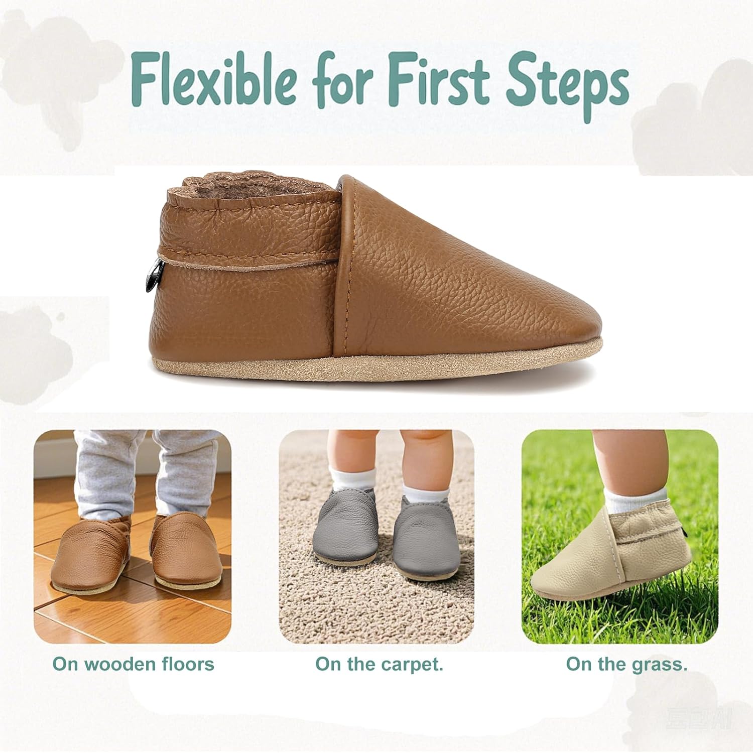 Genuine Leather Baby Booties Soft Sole Toddler Walking Shoes Flexible&Breathable Baby Slippers for First Walkers Boys Girls - Image 5
