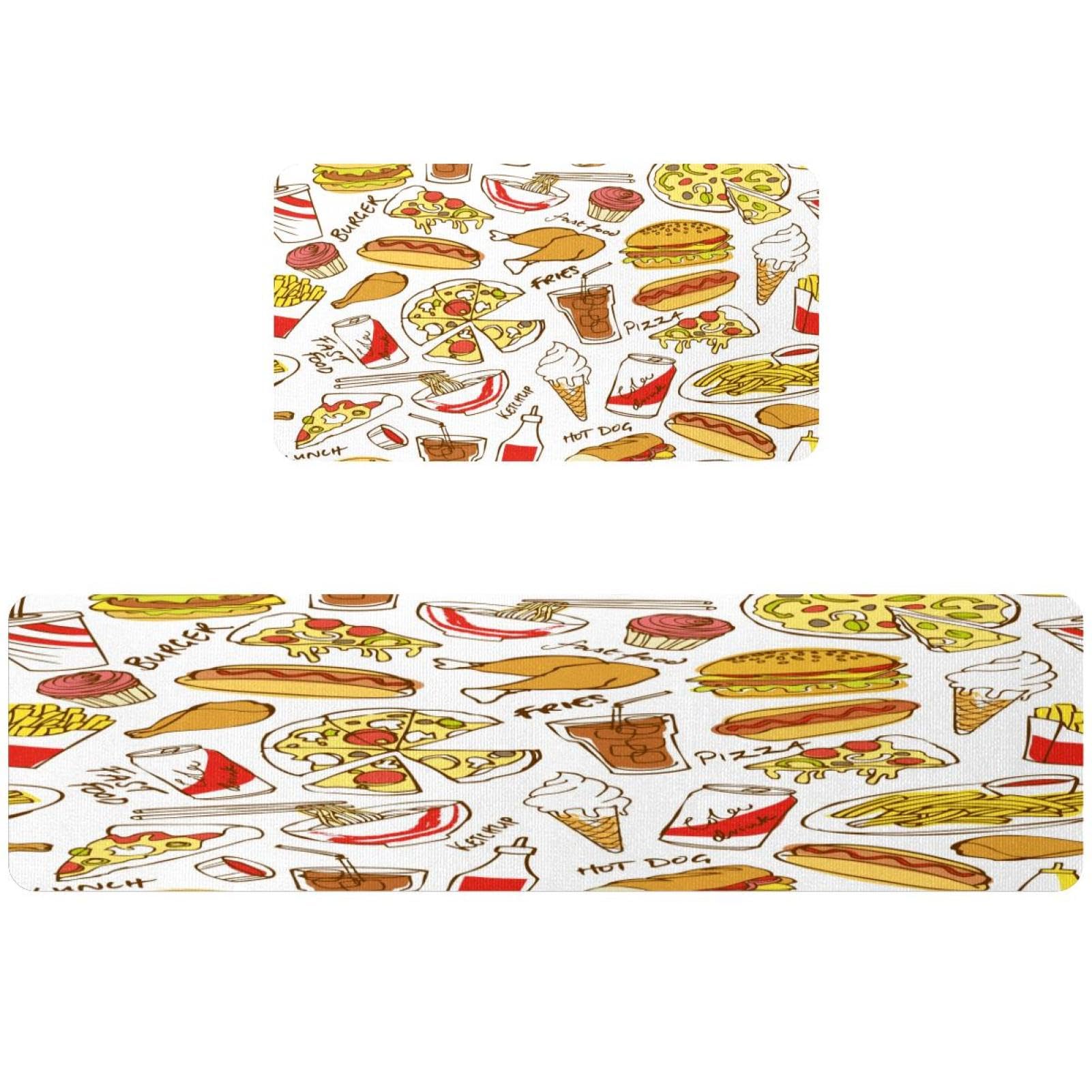Alfombrillas de cocina VAPOKF con diseño acuarela pack de 2 alfombras lavables