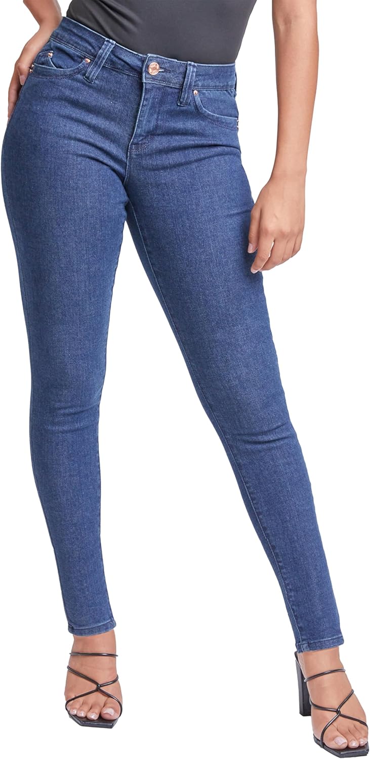 YMI Womens Women’s Sustainable Wannabettabutt Mid Rise Skinny Jeans