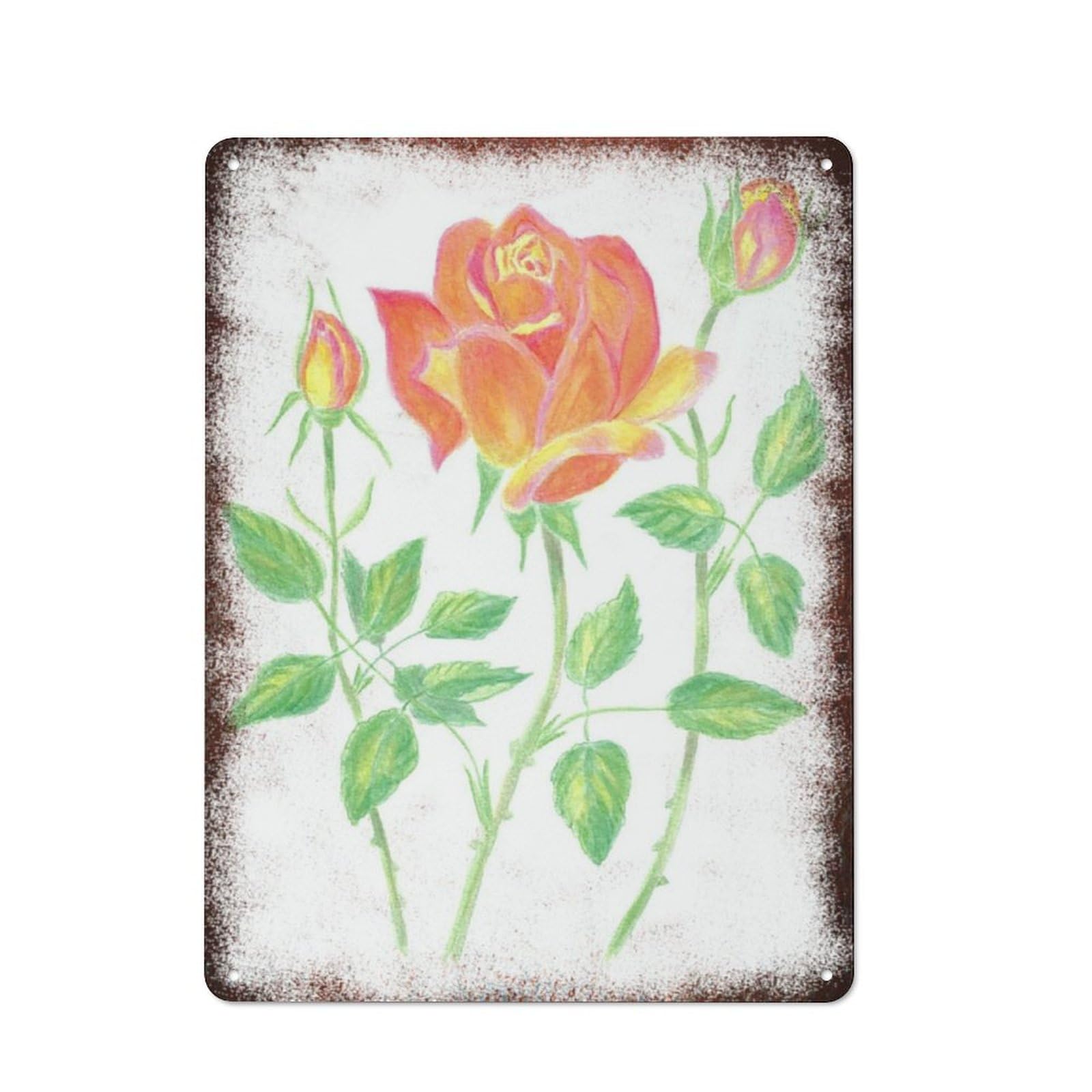 Romantic Rose Floral Metal Poster Home Restaurant Retro Artistic Elegant Household Wall Decor Plaque 8x12 Inch