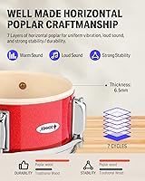 Vista 5 de Donner - Juego de batería infantil de 5 piezas para principiantes, kit de batería junior de 14 pulgadas, con trono ajustable, platillo, Hi-Hat