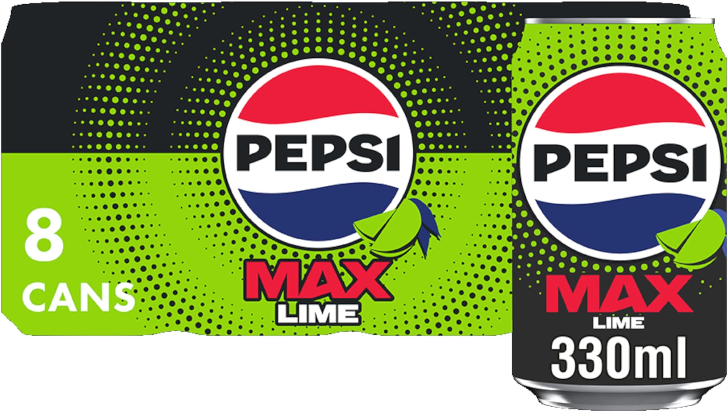 Max Lime No Sugar Soft Drinks, 8 x 330ml