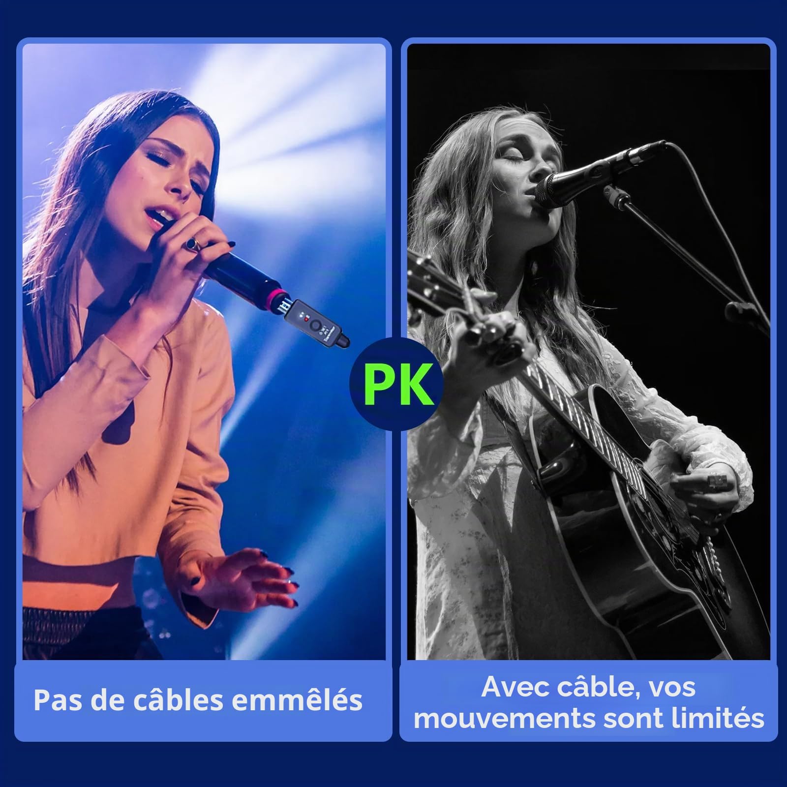 A11 Système de microphone sans fil 2,4 GHz – Émetteur et récepteur à 4 canaux