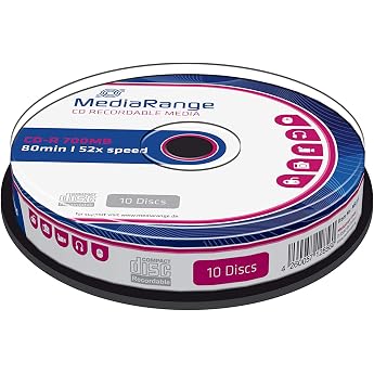 MediaRange CD-R 700MB 80 min Pack of 10 52x Pack of 10 700 MB 52 x writing speed cake box for archive and backup