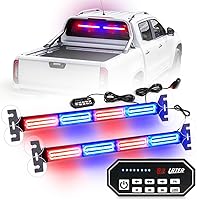 Vista 11 de Barra de luces estroboscópicas de advertencia intermitentes de emergencia de 2 x 17.7 pulgadas con controlador de pantalla digital, 20 patrones