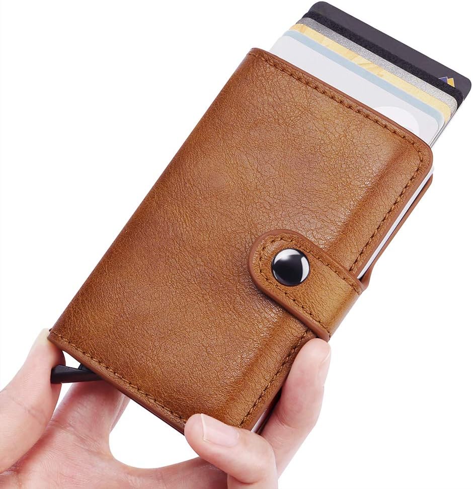 Metal Wallet for Men, Tearcam Secured Wallet Pop Up RFID Blocking Credit Card Holder Vintage Aluminum Business Money Clip
