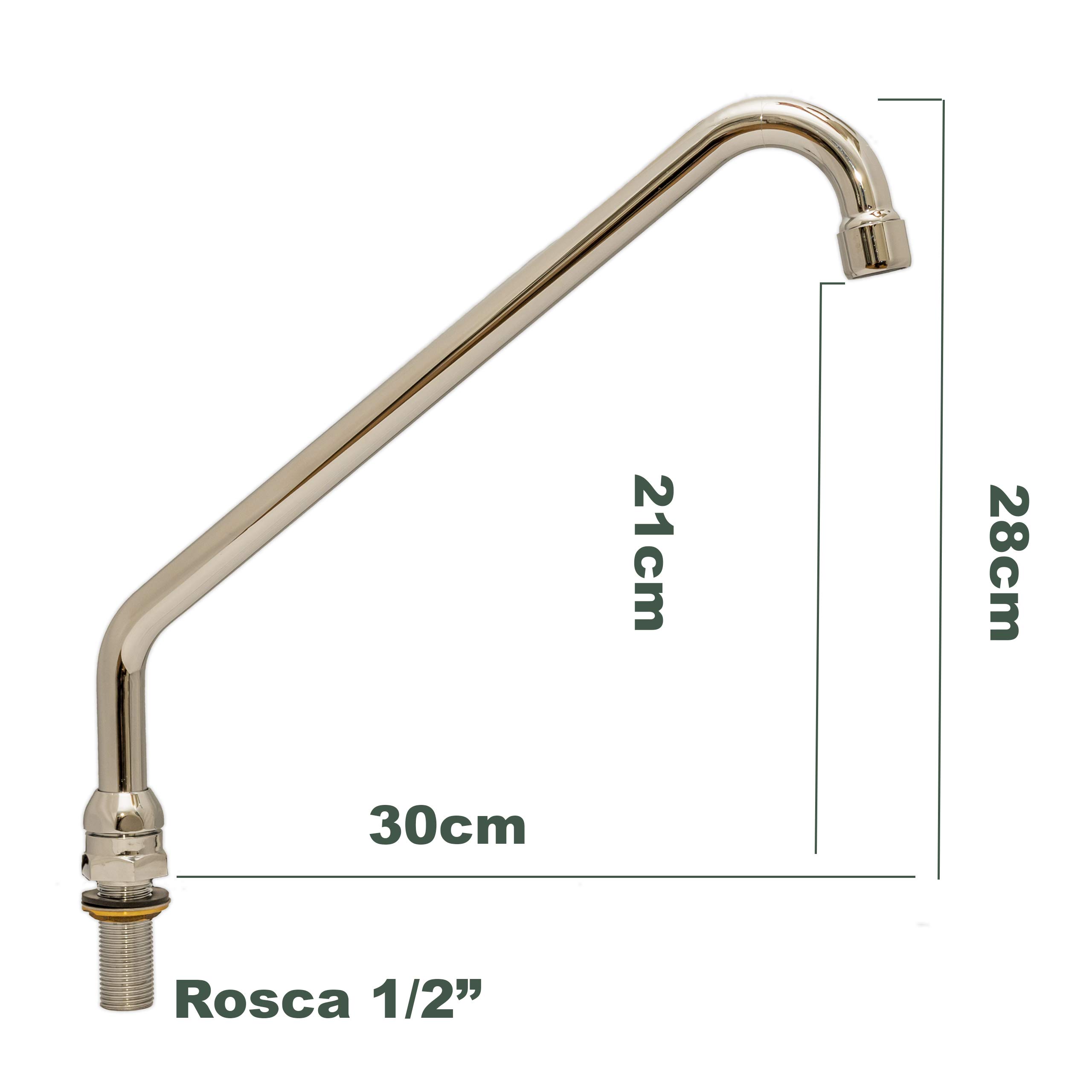 Set de Grifo pedal mezclador de pie pulsador para fregaderos industriales de hostelería, Caño tubo alto vertical giratorio y Manguito para suministro de agua con rosca de 1/2".