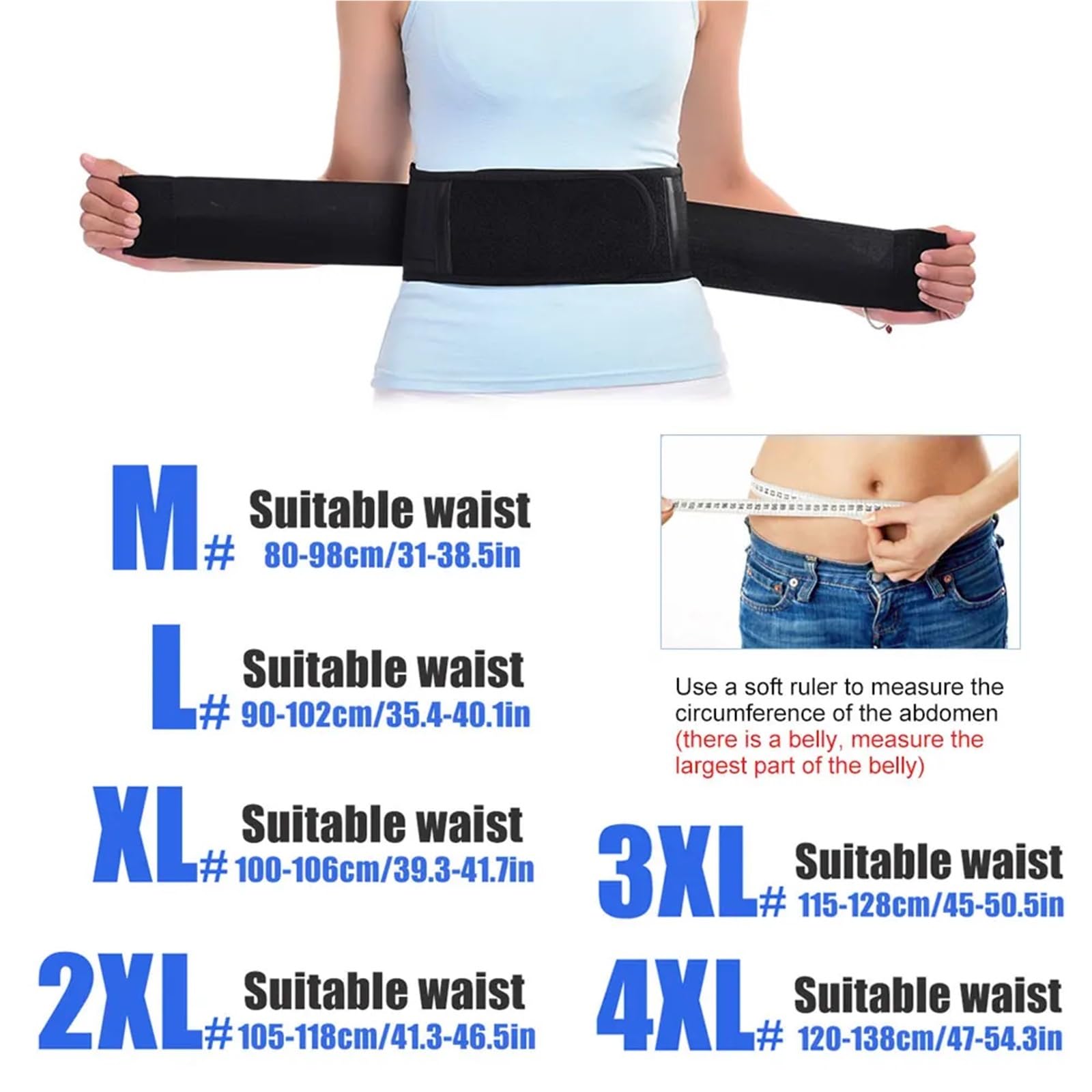 Faja para la Espalda lumbar 1 pieza soporte for cinturón ajustable | Banda de masaje lumbar con soporte de espalda autocalentable(L)