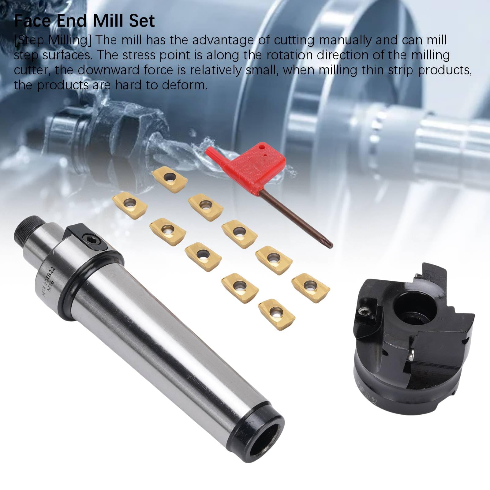 Stirnfräser-Set MT4-FMB22 Halter 400R-50-22 4-schneidiger Stirnfräser mit 10 APMT1604-Einsätzen