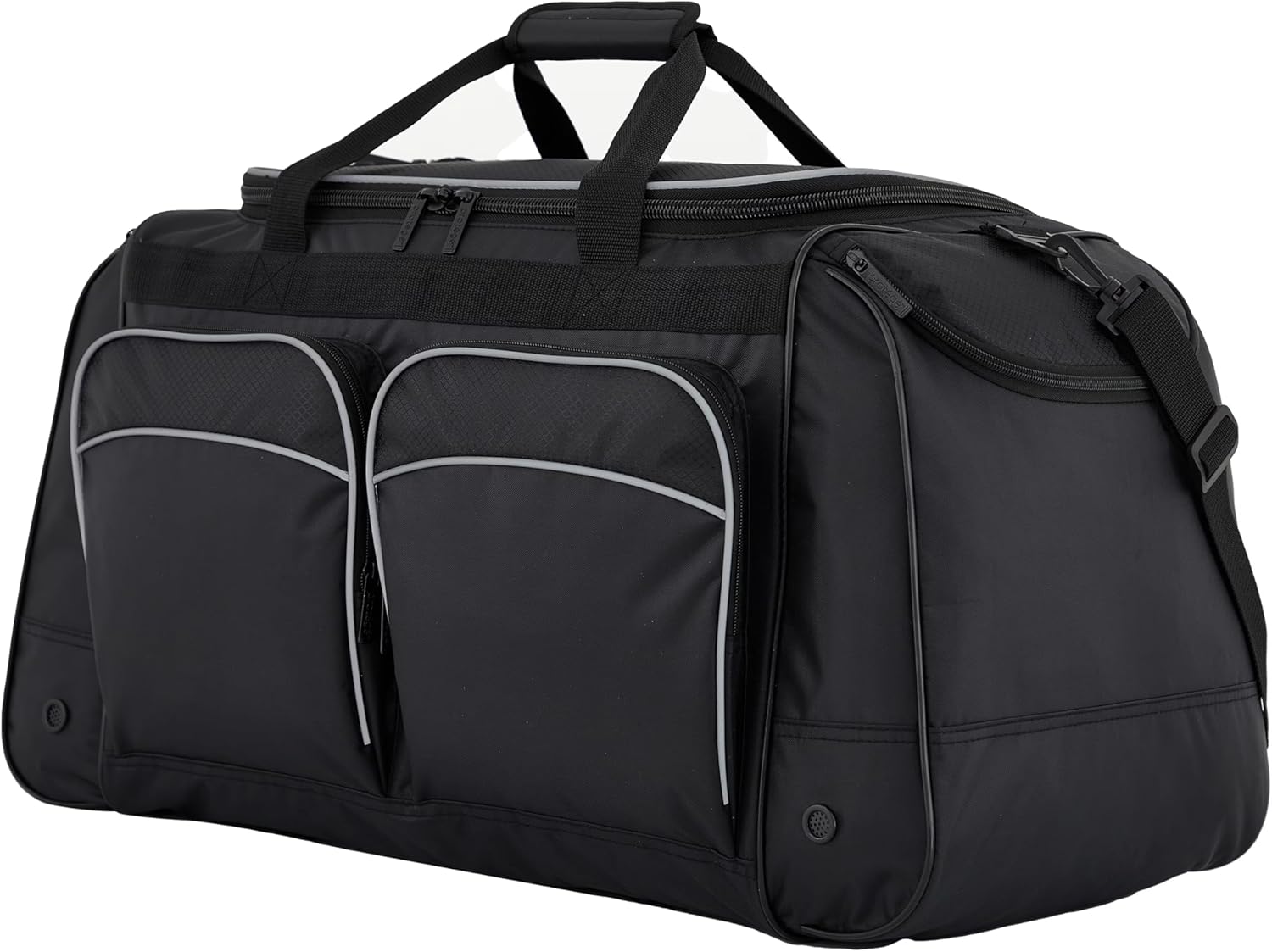 28 in Jumbo Sport Duffel Bag, Black, Polyester, Water-Resistant, Detachable Padded Shoulder Strap, for Travel