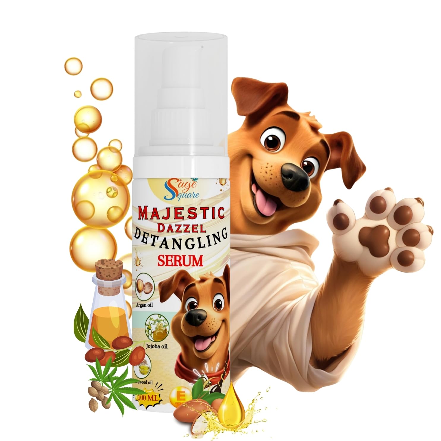 Sage Square Majestic Dazzle Dog Hair Serum: Oil-Based Formula for Luxurious Shine and Smoothness | Reduces Frizz and Enhances Coat Health | Perfect for Daily Grooming of Dogs of All Breeds (100ml) (B0D732FJVW) Amazon Price History, Amazon Price Tracker