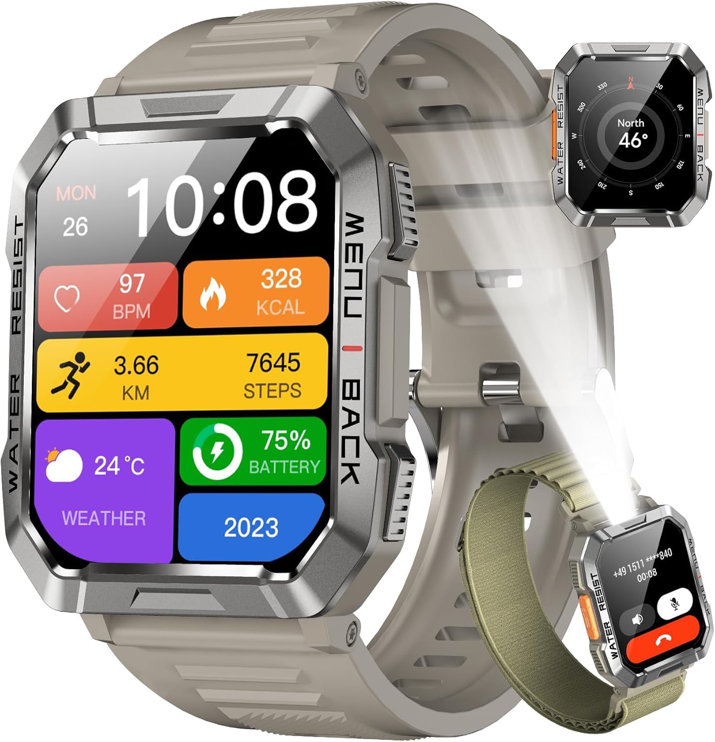 Blackview Smartwatch Uomo, Smartwatch Militare Uomo Fitness con Chiamate Bluetooth,2.01" Orologio Intelligente 112+ Modalità Sportive/900 mAh/Sonno/Cardiofrequenzimetro/Torcia/Bussola per Android IOS