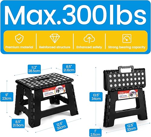 Miniatura 85 de Taburete plegable resistente de alta calidad de 13 pulgadas de altura para adultos, taburete de cocina, jardín, baño, color blanco Blanco,Bicolor