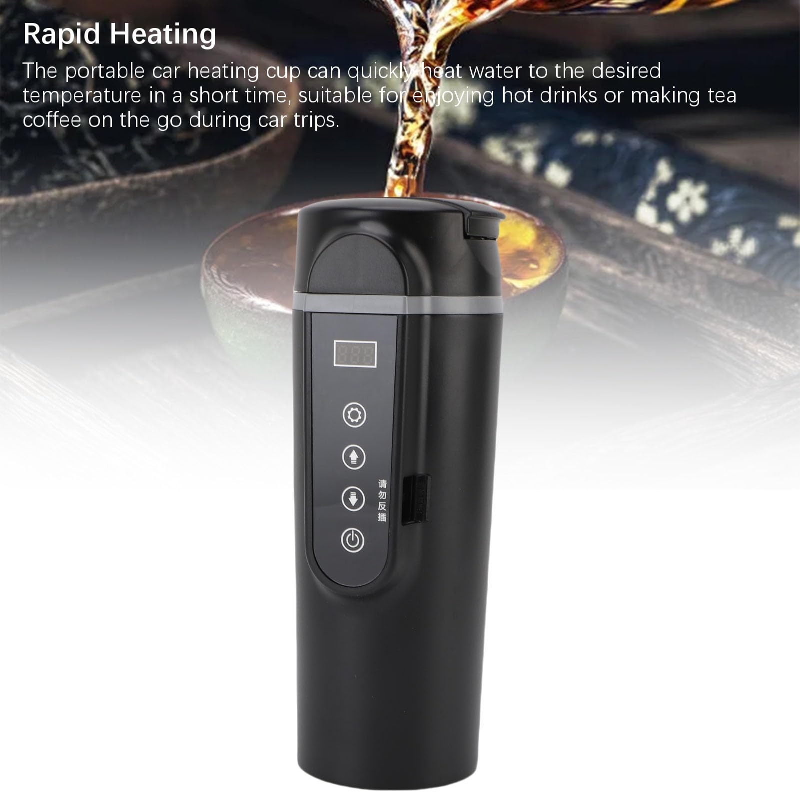 CAR VIAJE ELÉCTRICO HERRA ELÉCTRICA, Caldera de Agua Portátil Copa Calentada Mini té de té Eléctrico Taza de café Taza Taza Caza de Camión 500 Ml Hervible Eléctrico con Cable de