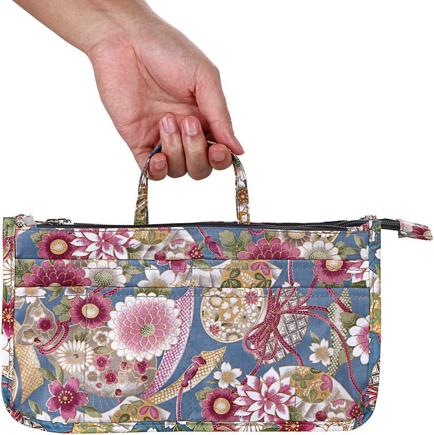 BTSKY Printing Handbag Organizers Inside Purse Insert-High Capacity 13 Pockets Bag Tote Organizer with Handle Sunflower image 5