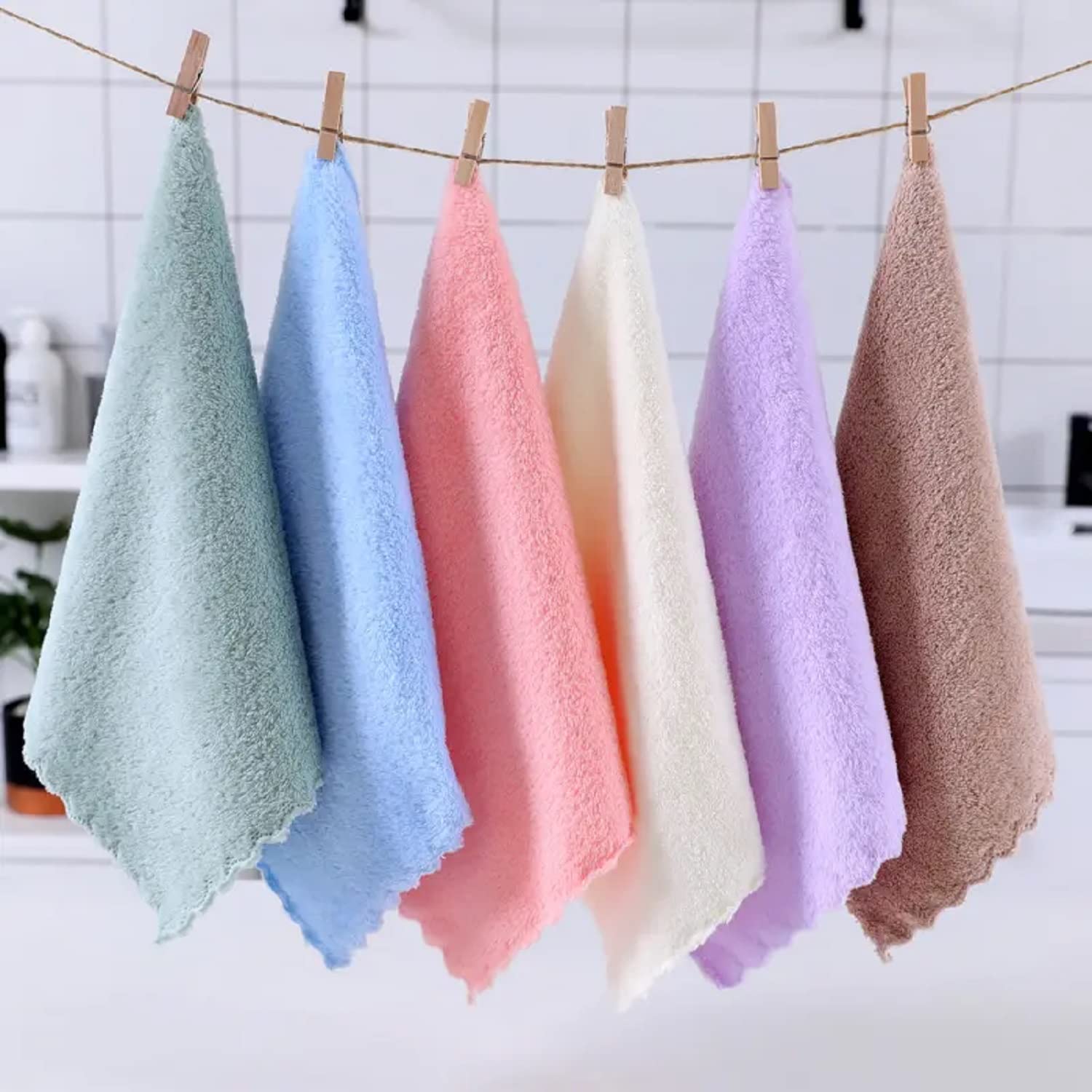 Khillayox Microfiber Small Size Face Towel/Handkerchief 400 GSM Extra Soft & Super Absorbent Face Towels for Women's, Kid's & Newborn Babies Set of 6 (25x25 CM) - Multicolor