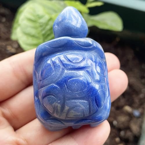 Miniatura 2 de Estatua de tortuga de piedra de 2 pulgadas, figura de tortuga tallada a mano, escultura Fengshui, decoración del hogar, aventurina azul