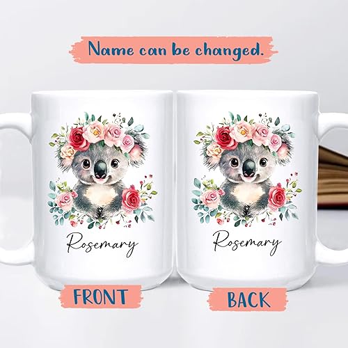 Miniatura 2 de Taza de café Koala personalizada, regalo para cumpleaños, taza de café blanco Koala de 11 onzas, 15 onzas, impresionantes tazas de animales, taza de