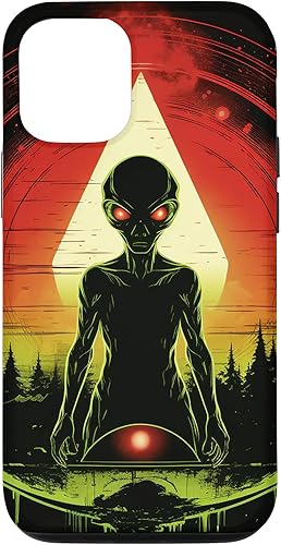 Miniatura 4 de iPhone 14 Pro Max Cute Green Alien Head UFO Space Face Alien Case