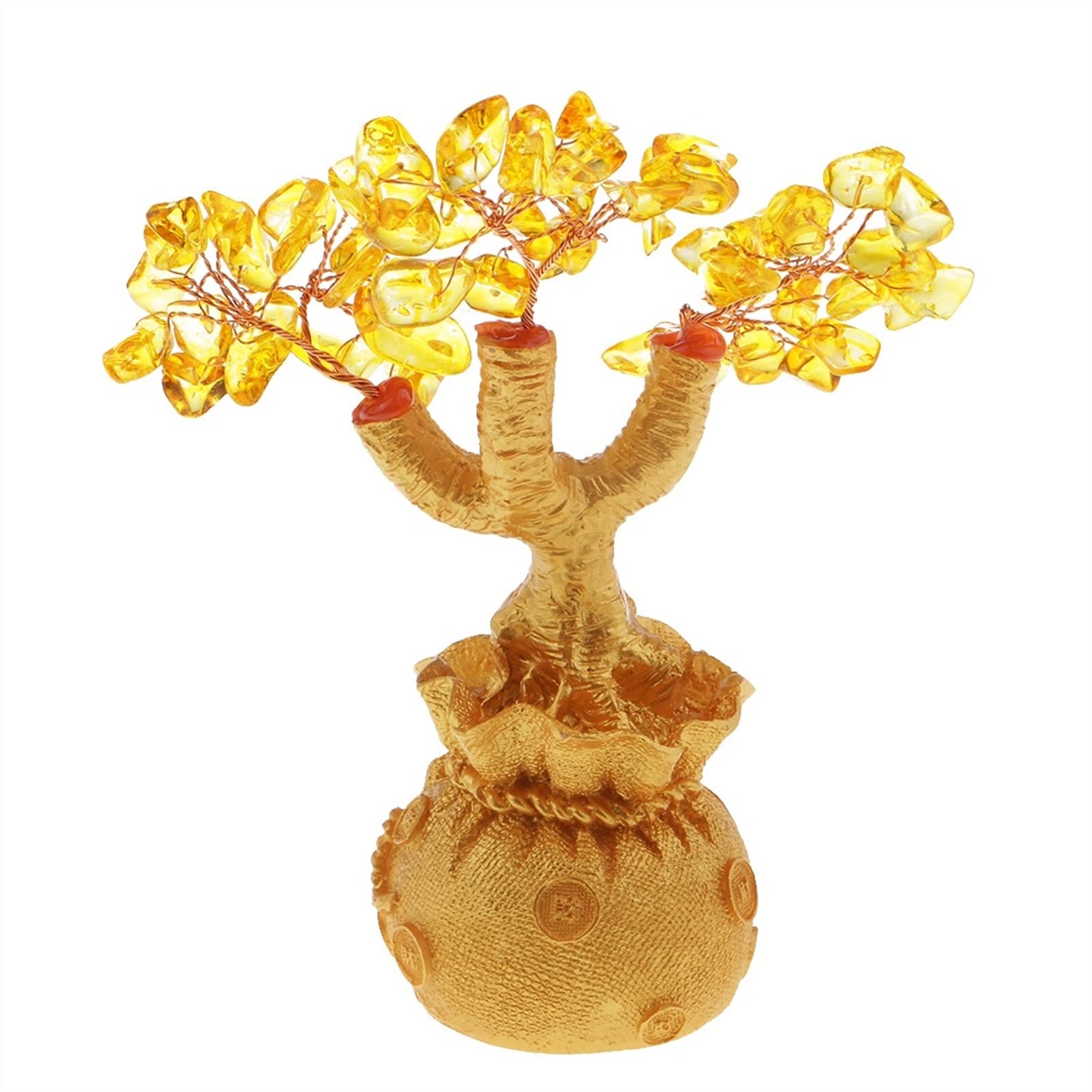 HCZKIUJY Luck and Wealth Crystal Tree Feng Shui Citrine Money Tree Lucky Tree Natural Crystal Bonsai Money Tree Feng Shui Feng Shui Bring Wealth Tree Chakra Money Tree