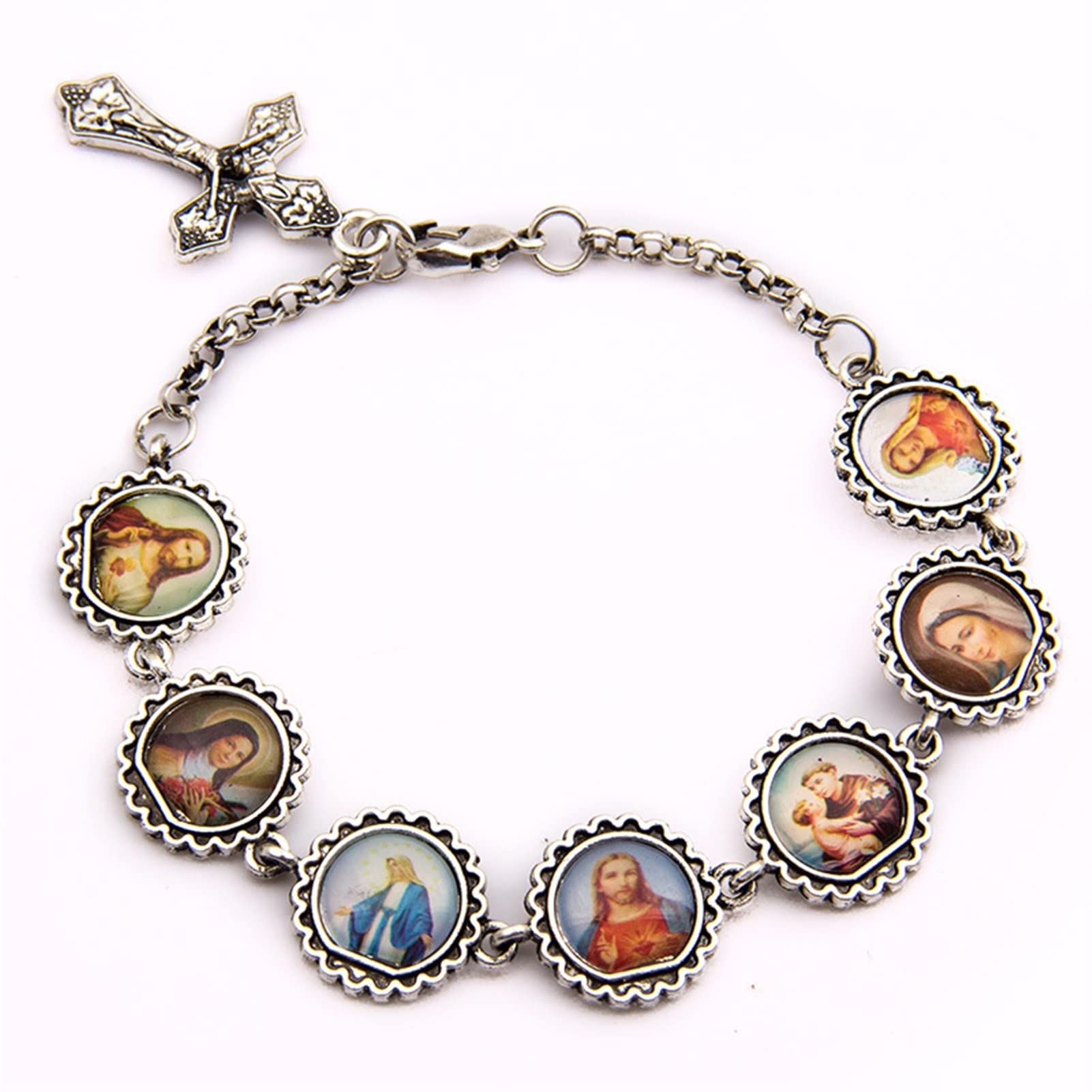 Bracelet crucifix argenté Jewelry SL-24Y avec pendentif cœur de Jésus