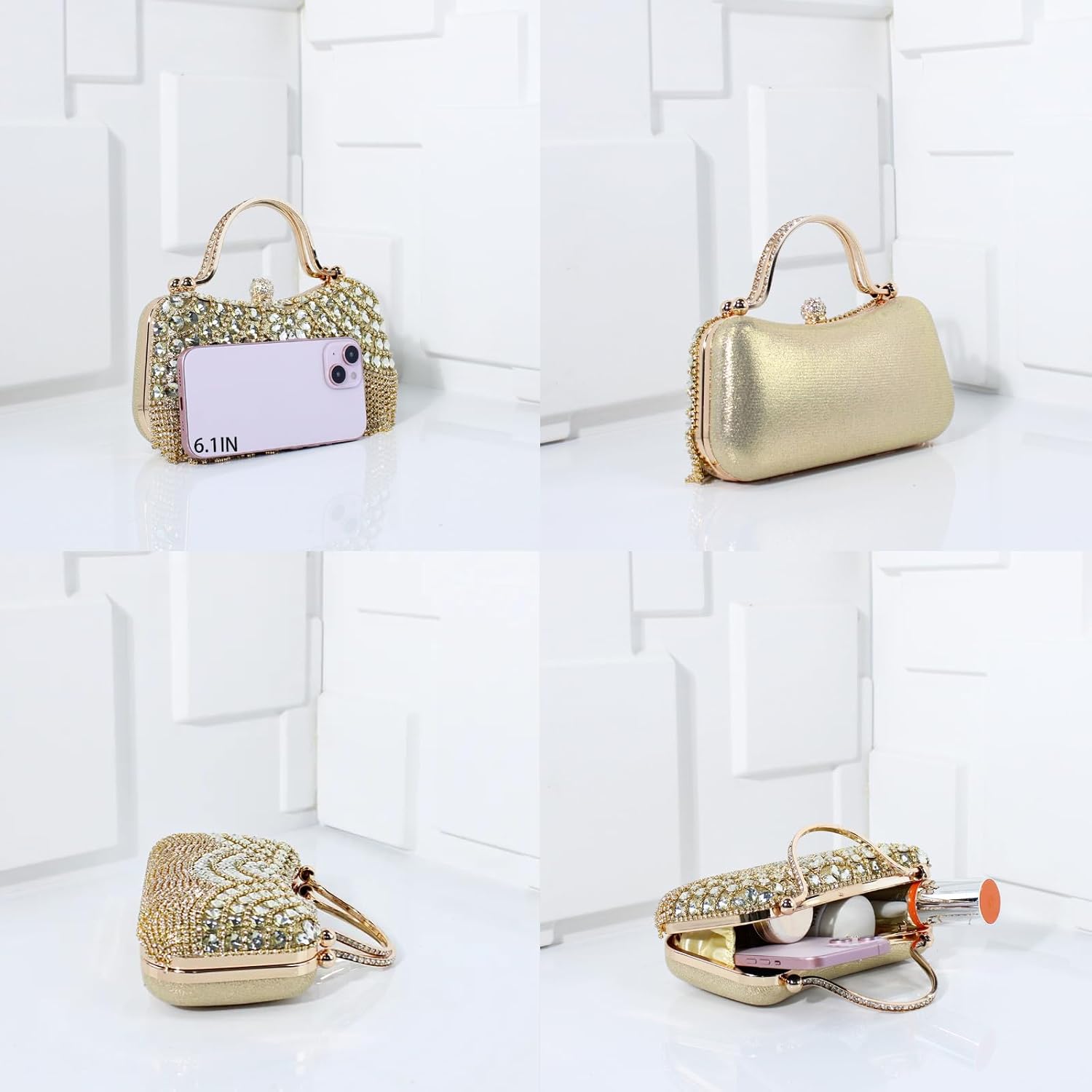 2026 Fringe Rhinestones Clutch Purse for Women Elegant Mesh Crystal Evening Bag - Image 7