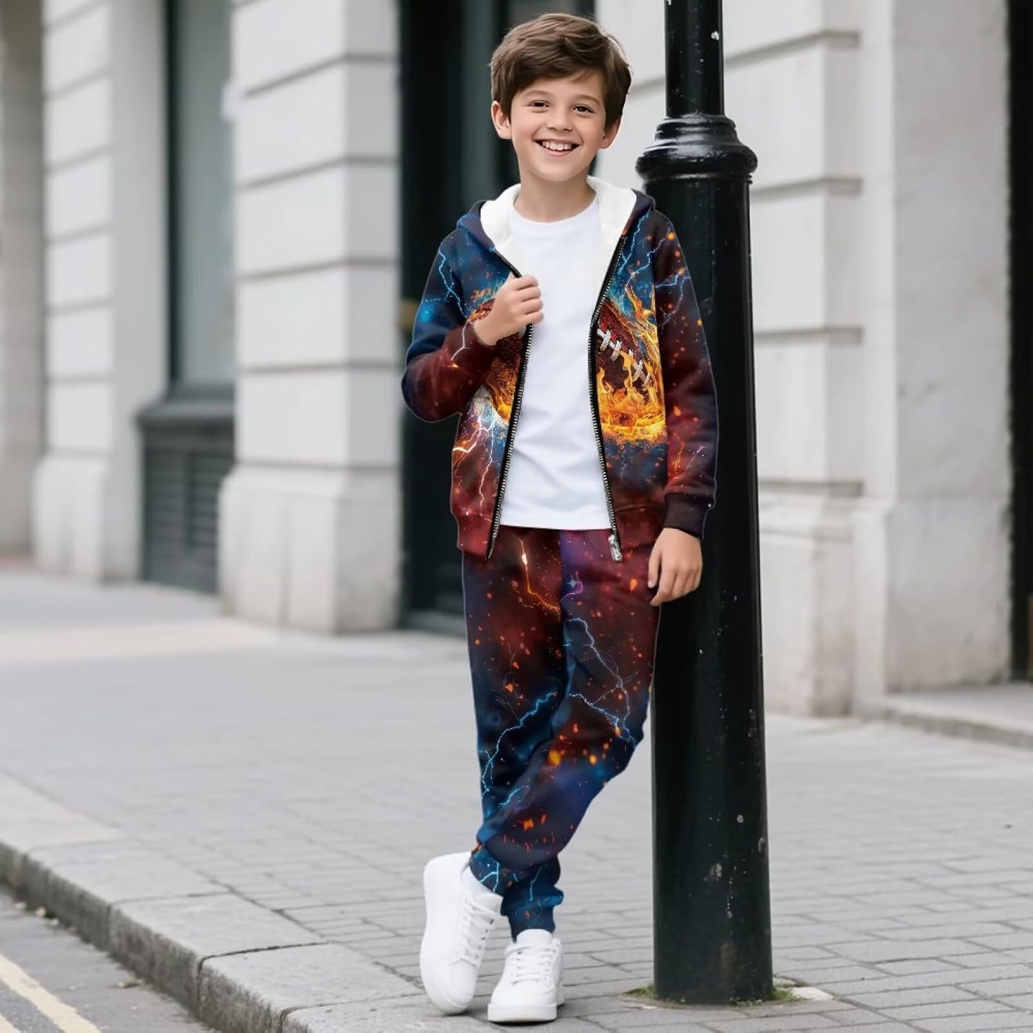 Boys 2 Piece Tracksuit Sweatsuits with Pockets Full Zip Hooded Sweatshirt and Jogger Sweatpants for School Outdoor