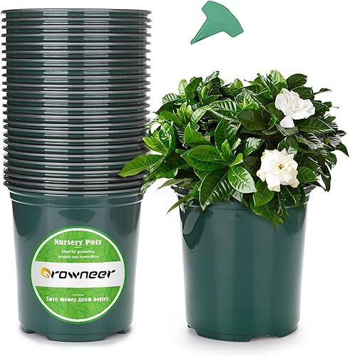 GROWNEER 48 paquetes de macetas flexibles de 07 galones con 15 etiquetas de plantas recipiente de plástico perfecto para plantas de interior y