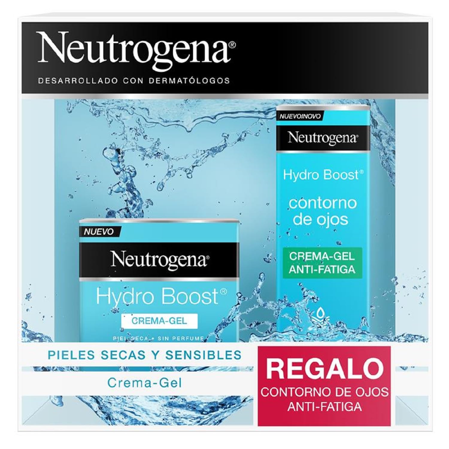 Neutrogena Rutina Hydro Boost, pack con Crema Gel Hydro Boost (50 ml) y Contorno de Ojos Anti-Fatiga (15 ml) de regalo, set de regalo para una hidratación intensa 24 horas con Ácido Hialurónico