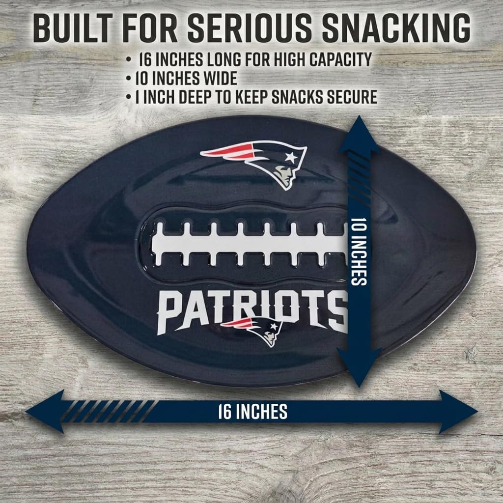 NFL New England Patriots Football-Shaped Melamine Party Tray image 4
