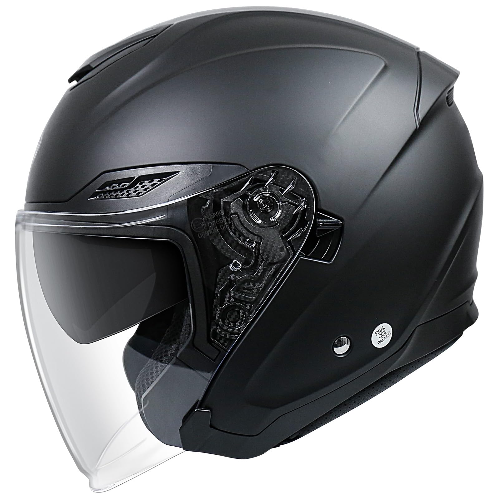 Casque Jet, Casque Moto avec Double Visière Homologué ECE 22 - 06 pour Femme Homme, Casque Scooter à Motifs Multiples