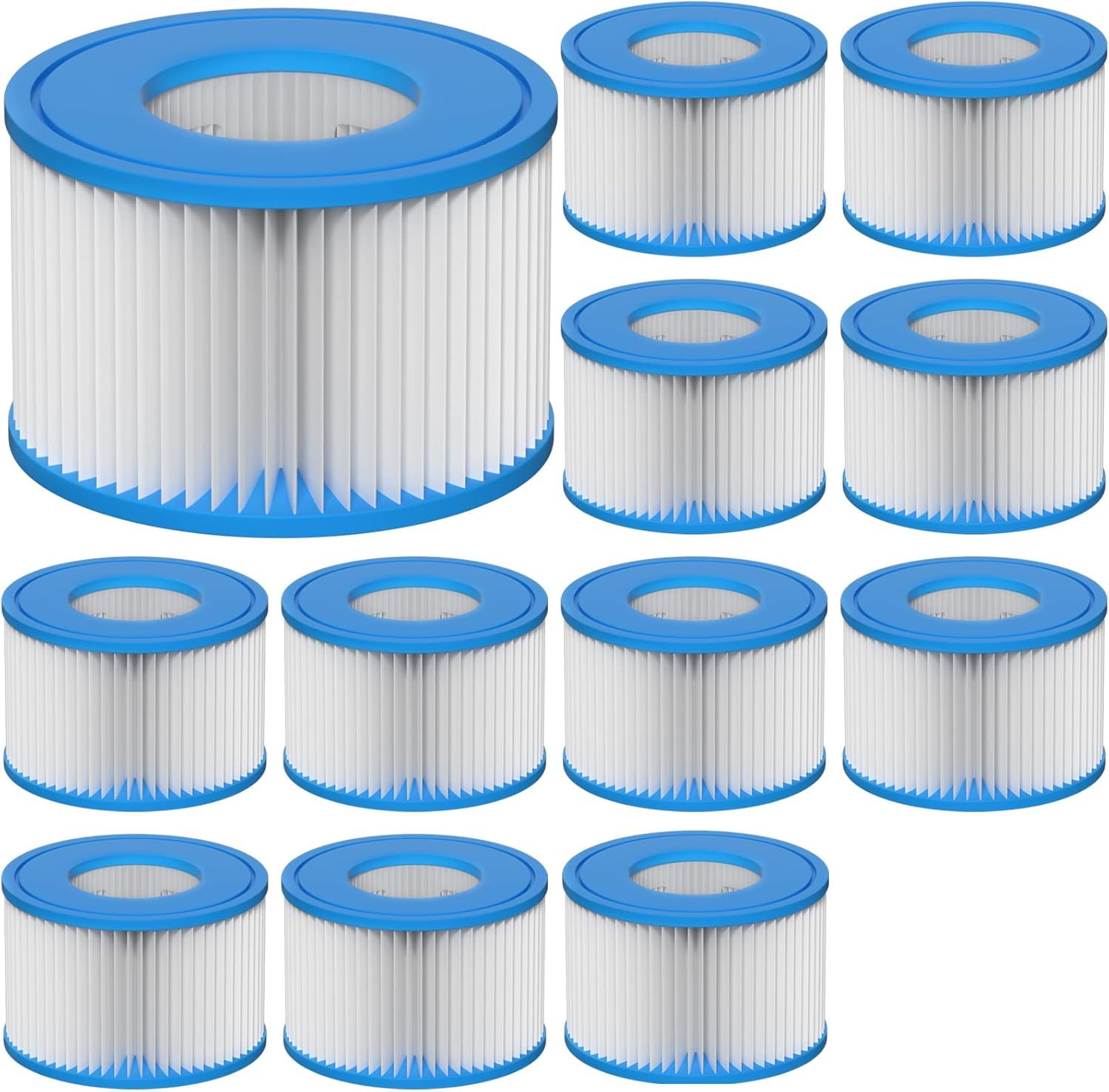 Lot de 12 cartouches filtrantes Spa VI pour Bestway Miami, Monaco Lay-Z-Spa, Vegas, Palm Springs, Flowclear - Remplace la cartouche d'origine 58323
