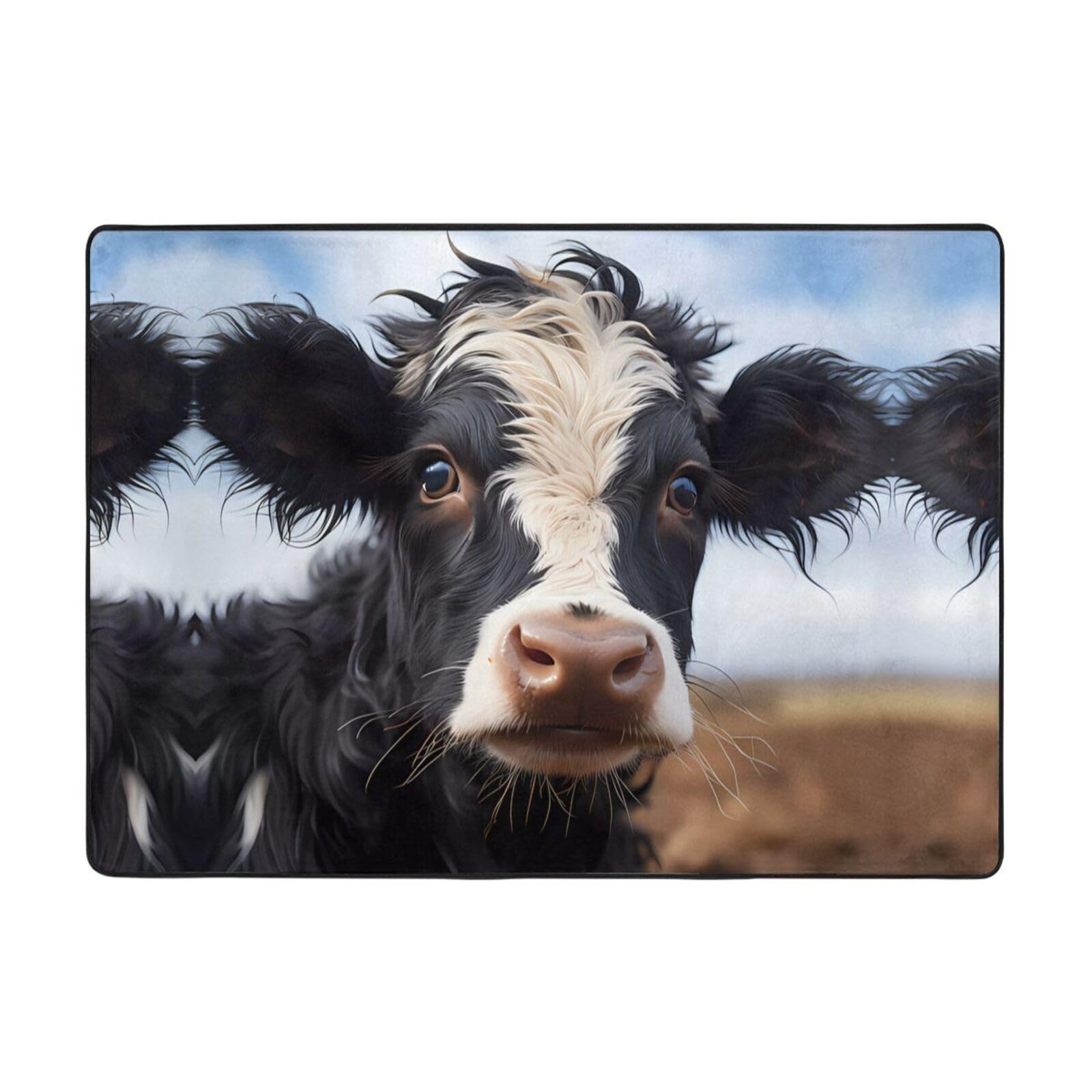Tapis de sol doux au toucher avec motif de vache BROLEO salon