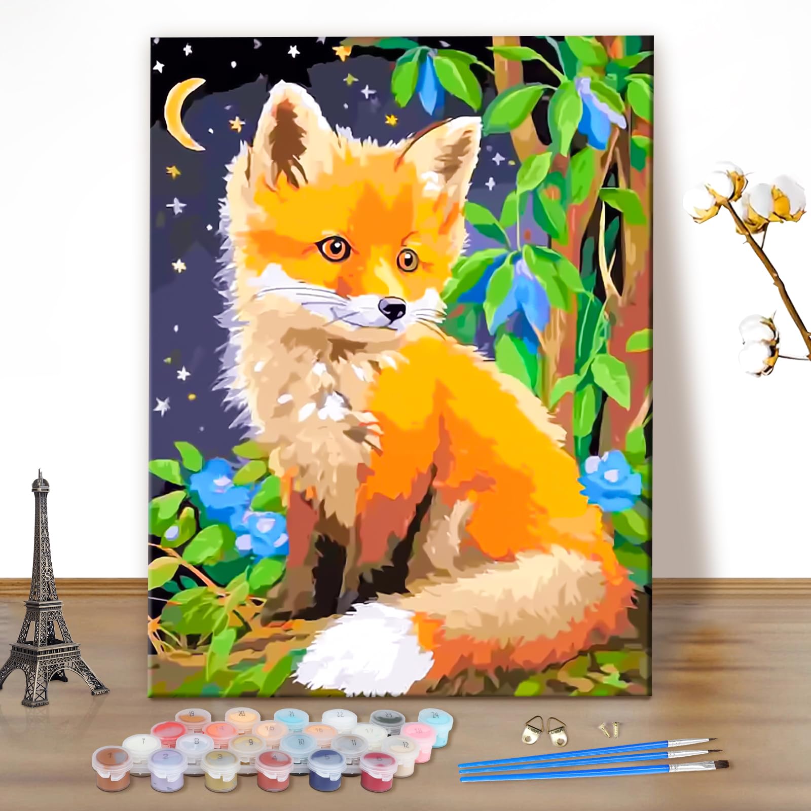 MEIYUDA DIY Paint by Numbers for Adults Animal, Fox Arts and Crafts Kit for Adults Beginner, Paint by Numbers Drawing Paintwork Home Wall Decor 40x50cm(Without Frame)