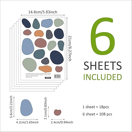 Miniatura 9 de QUCHENG Calcomanías de pared irregulares bohemias, calcomanías de terrazo, decoración de pared de lunares para dormitorio de niños pequeños,