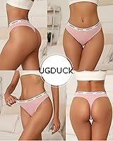 Vista 5 de Paquete de 6 tangas de algodón para mujer, paquete de 6 calzones de algodón de tiro alto, ropa interior transpirable S-XL