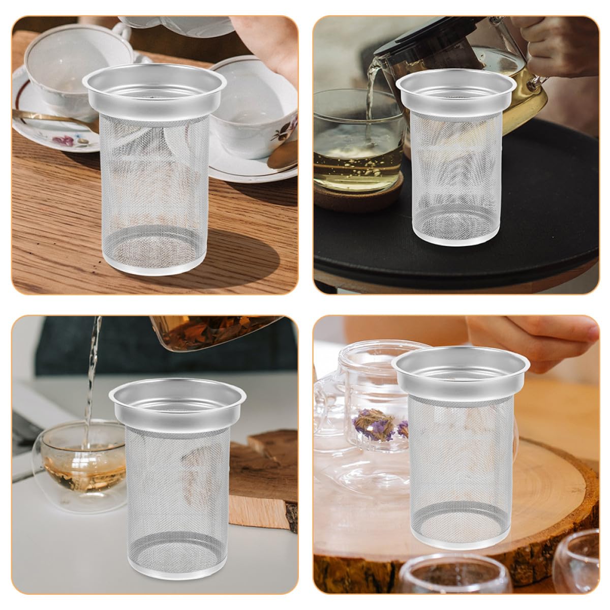 DOITOOL Filtre à Thé en Acier Inoxydable 7,4 X 6,7 Cm, Passoire Fine pour Théière, Infuseur à Thé en Vrac Réutilisable, Accessoire Cuisine pour Infusion Maison