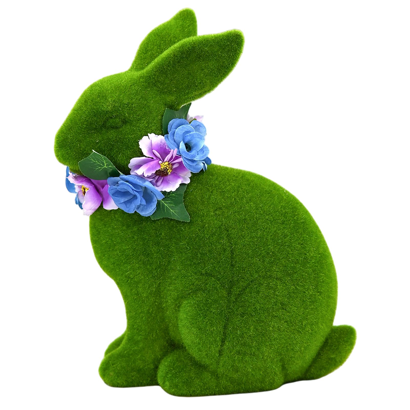 Decorazione Coniglietto Pasquale Floccata da Tavolo 25 Cm, Statuina Coniglio Decorativo per Centrotavola Primaverile Casa e Giardino, Accessori per Feste Pasquali e Ufficio