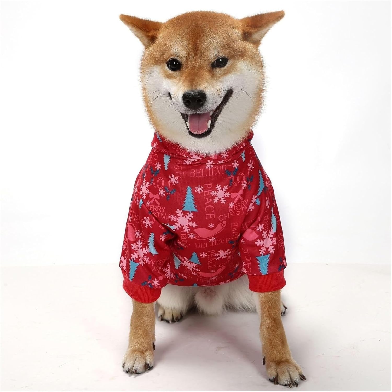 Christmas Dog Hoodie, Festive Pet Sweater with Snowflakes and Tree Design, Warm Cozy Winter Hoodie for Small Medium Large Dogs(Christmas Series,XL)