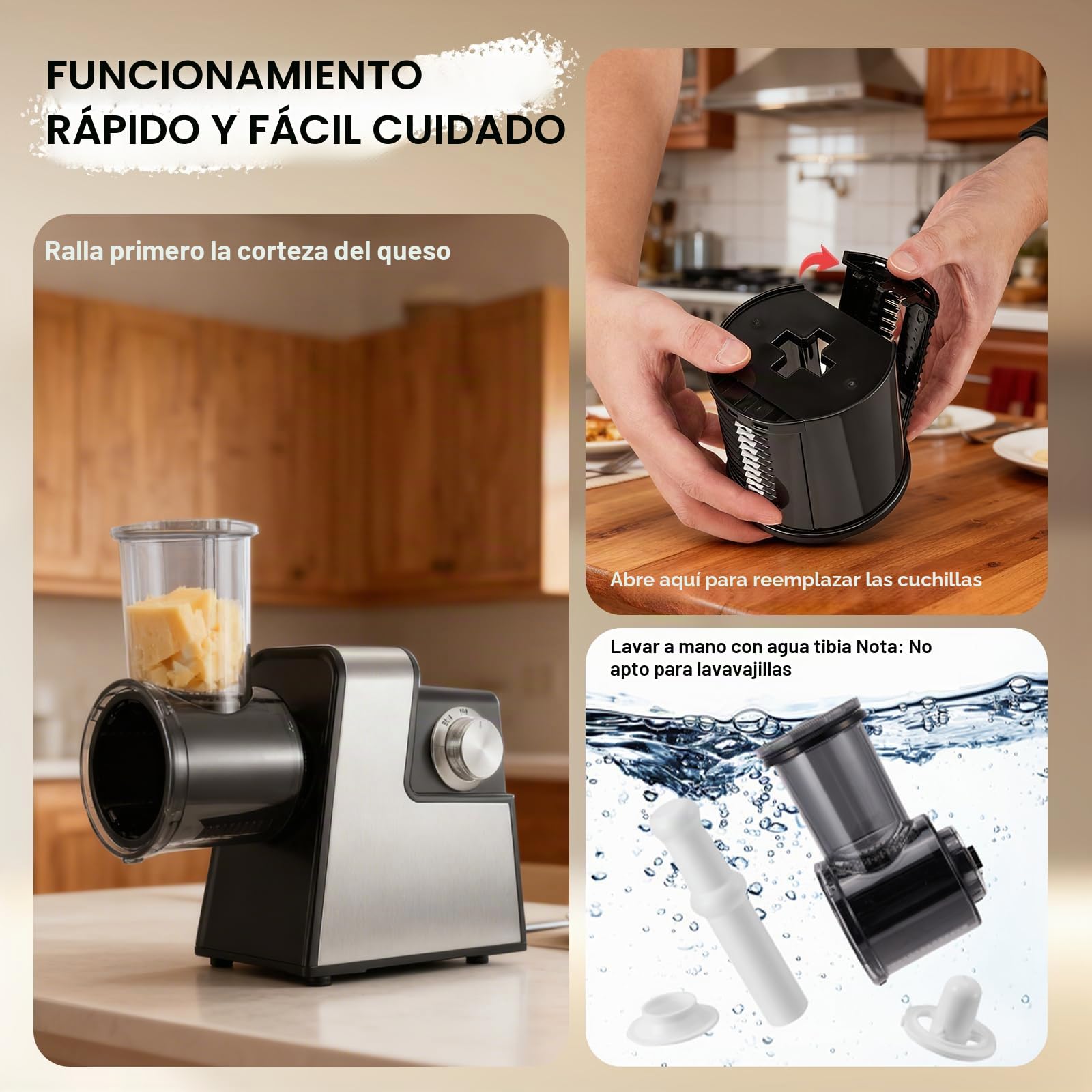 Picadora eléctrica de carne,embutidora de salchichas,y trituradora de verduras de acero inoxidable de 2800W máx, 3 placas de picado, cortador de verduras con 5 cuchillas de corte y kit Kubb